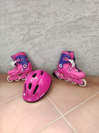 Patines y Casco Infantil Rosa