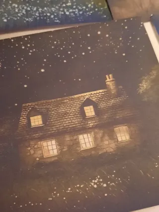 12 Gravuras Paisagem Estrelas e Casas