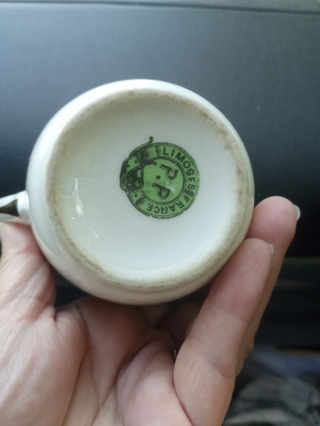 Lattiera Limoges decorata oro e fiori