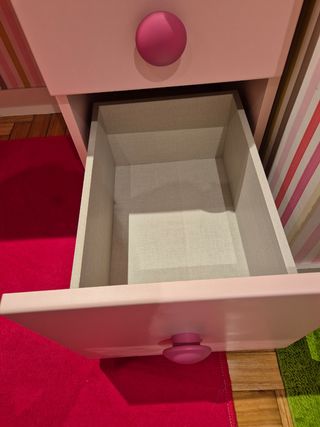 Mesa escritorio infantil con cajonera rosa