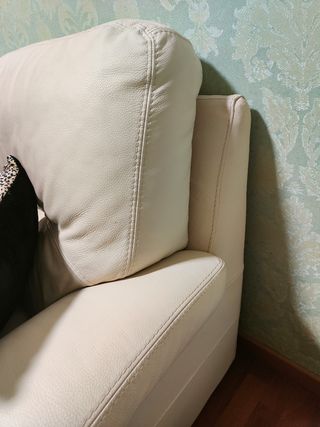 Sofá y sillón de piel blanco