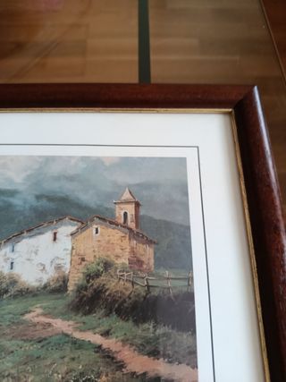 Cuadro antiguo paisaje montaña