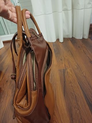 Mochila de piel bicolor