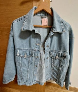Cazadora vaquera oversize multicolor