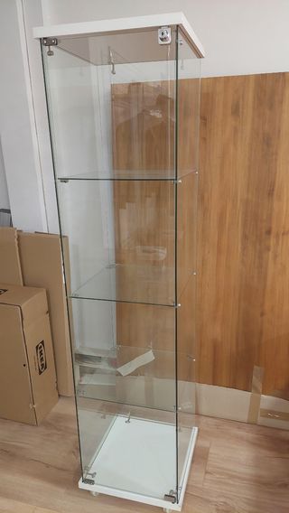 Vitrina Cristal y Madera Blanca
