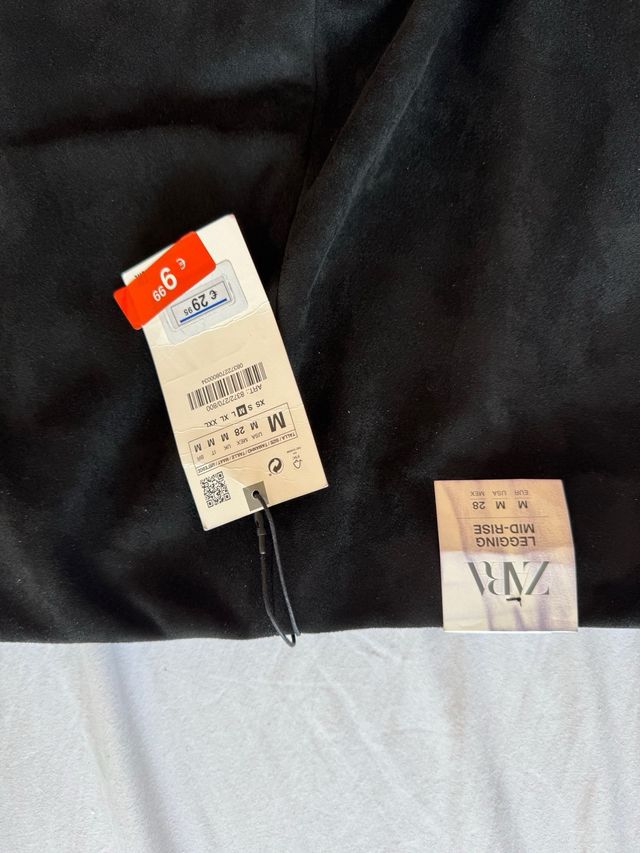 Leggings Zara Negro Talla M Cremallera Lateral