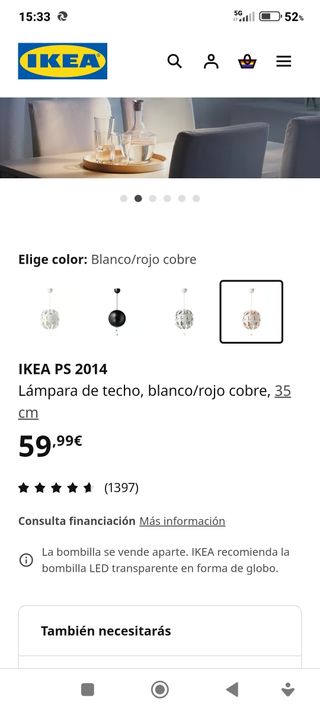 Lámpara Moderna Ikea PS 2014