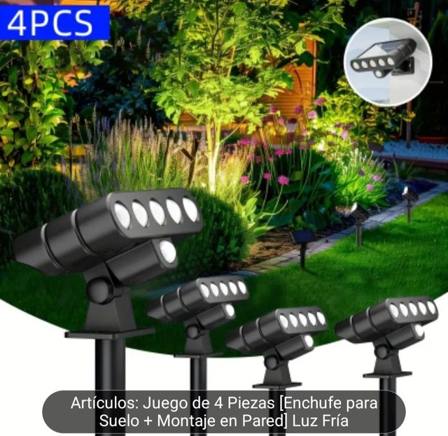 4 Luces Solares LED Jardín Frío