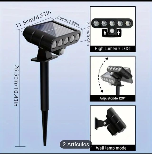 4 Luces Solares LED Jardín Frío