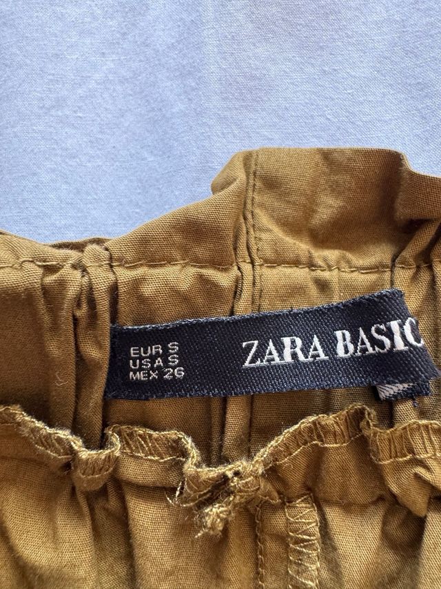 Shorts Zara Paperbag Talla S Verde Caqui