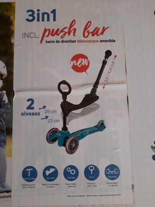 Patinete Mini Micro 3 en 1 con empuñadura