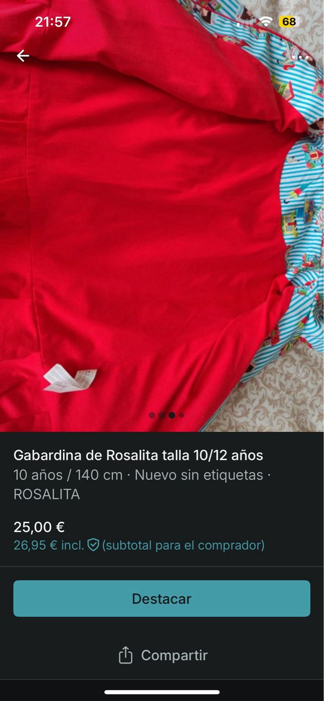 Gabardina Rosalita niña 10/12 años
