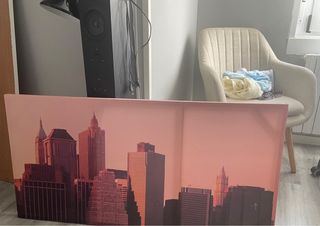 Cuadro Decorativo Skyline Rosa