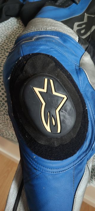 Traje de moto Alpinestars piel azul y negro