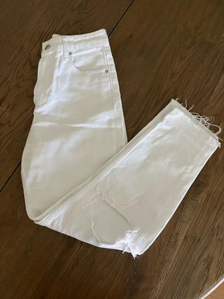Pantalones Zara Blancos Anchos