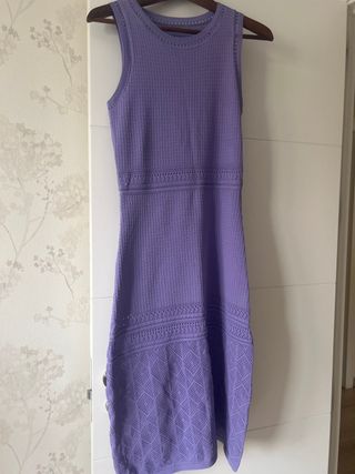 Vestido punto lila sin manga