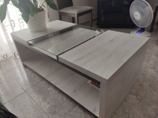 Mesa de centro - madera y cristal