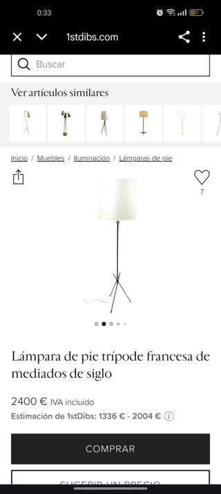 Lámpara vintage de pie Mid-Century francesa