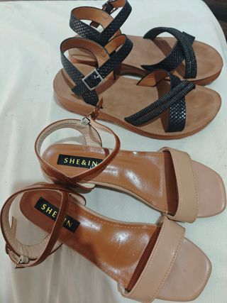Lote Sandalias Negras y Beige Shein