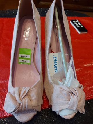 Zapatos de ante rosa maquillaje T40