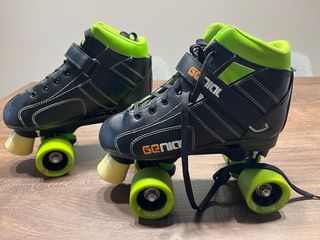 Patines Hockey Genial Negros y Verdes. Talla 38