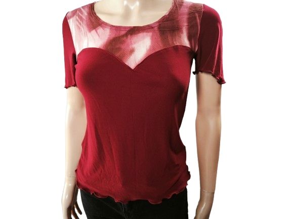 Top burdeos escote corazón talla S