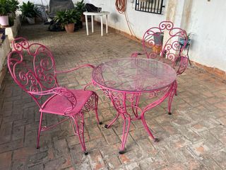 Juego Mesa y Sillas Jardín Rosa