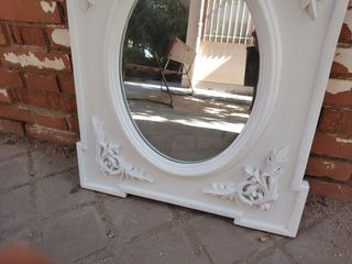 Espejo Antiguo madera maciza Vintage bllanco