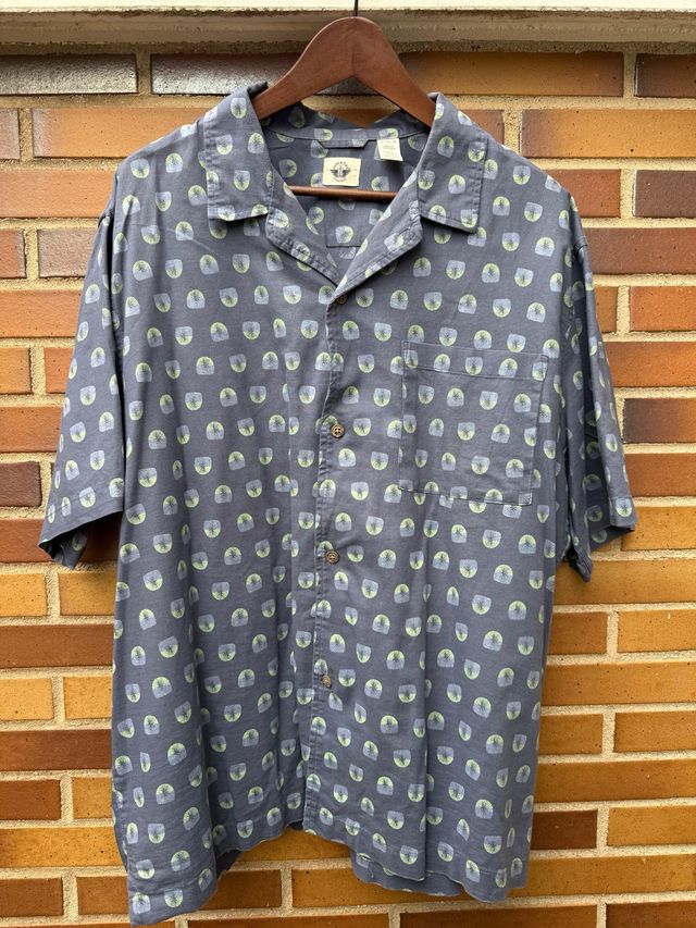 Camisa Estampada Gris y Verde