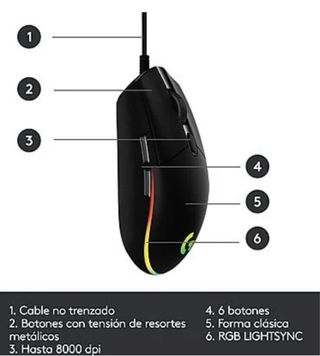 Ratón Gaming Logitech G G203 Negro