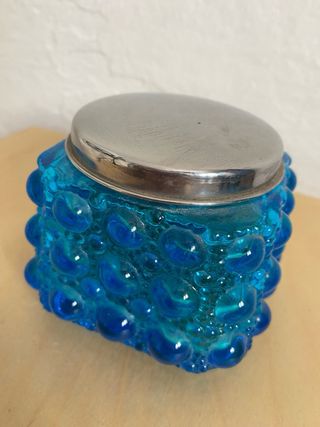 Juego Tocador Vintage Azul Vidrio y Metal