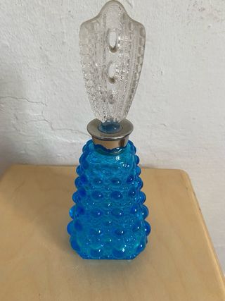 Juego Tocador Vintage Azul Vidrio y Metal