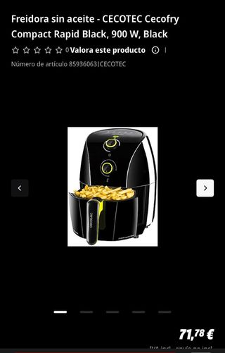 Freidora de aire Cecotec Cecofry 1'5L black