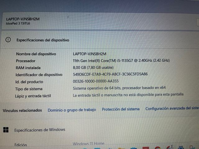 Portátil Lenovo IdeaPad 3 15ITL6 i5 8GB RAM Plata