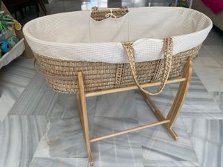 Moisés de mimbre con soporte Clair de Lune