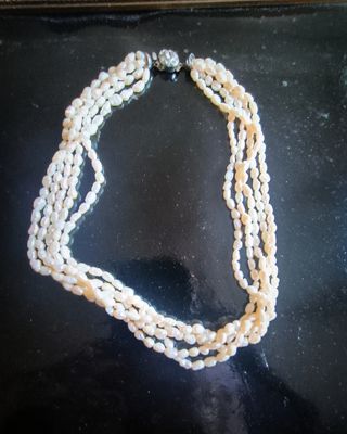 Collana perle fiume multifilo vintage