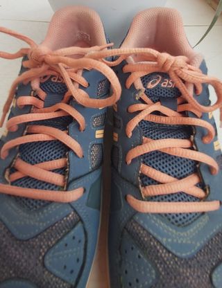 Zapatillas Asics Mujer Padel Talla 36 Azul/Rosa