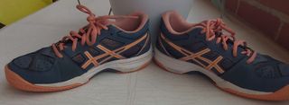 Zapatillas Asics Mujer Padel Talla 36 Azul/Rosa