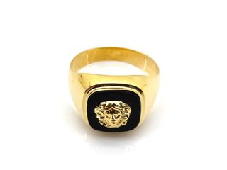 sello oro 18k con piedra con onix t. 23 (20,06 mm)