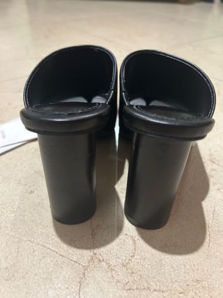 Sandalias Tacón Mango Piel Negra