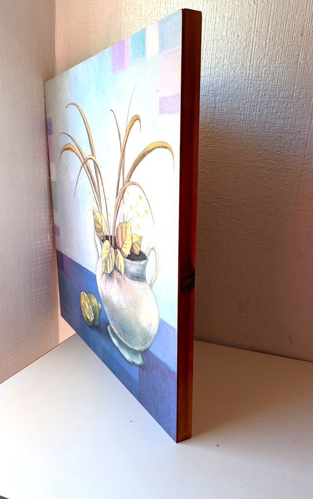 Cuadro bodegón con limones y flores