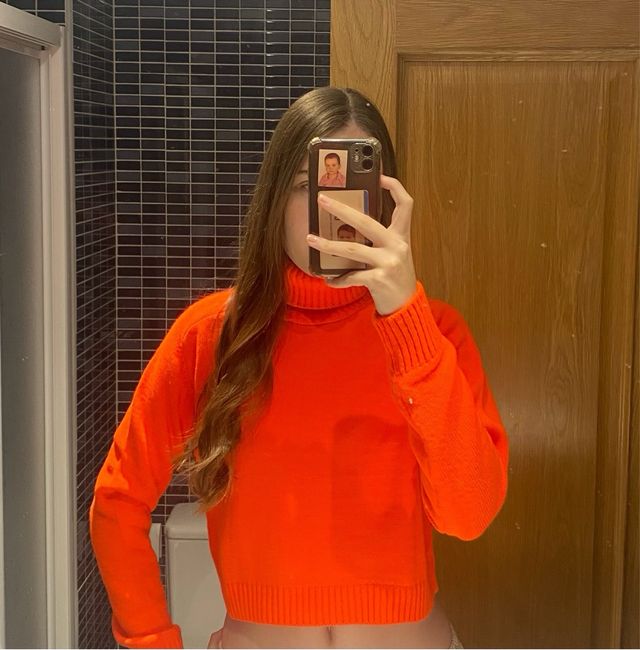 Jersey de cuello alto naranja