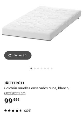 Cuna de bebé blanca + colchón