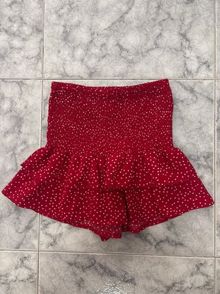 Falda pantalón roja con lunares blancos