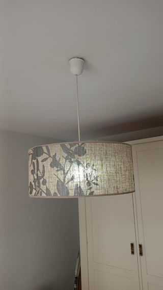Lámpara de techo tela beige y gris