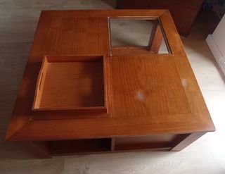 Mesa de centro madera maciza salón.