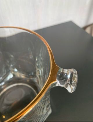 Cubitera de cristal con filo de oro de 22 kilates