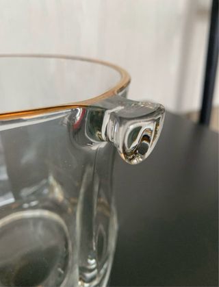 Cubitera de cristal con filo de oro de 22 kilates