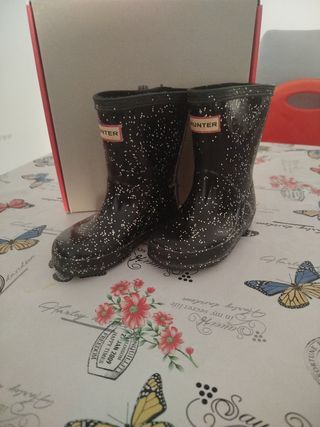 Botas de agua Hunter niña negras con purpurina