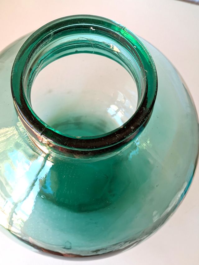 Jarrón Damajuana Cristal Verde Vintage Grande